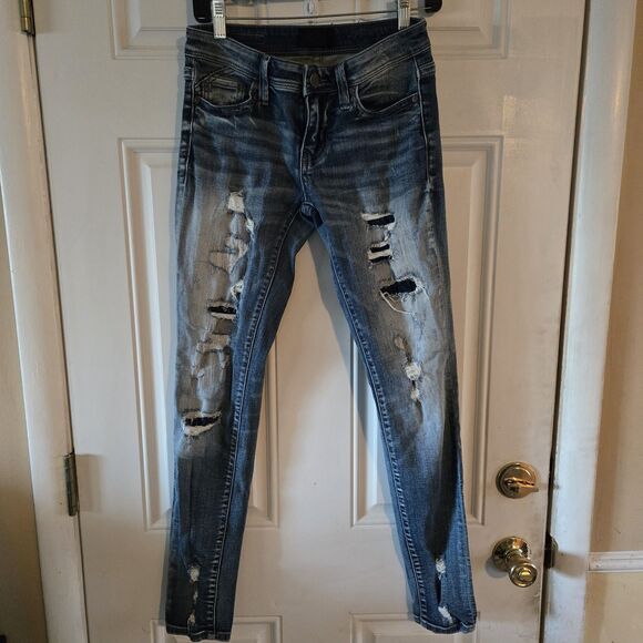Buckle Black Fit No 53 Ankle Skinny Jeans Women 24 (28x30) Ripped Denim Distress - Picture 1 of 10